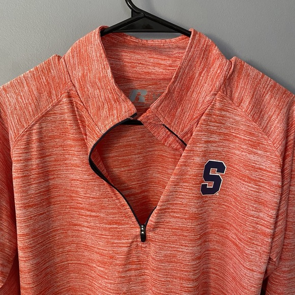 Russell Athletic Women's Pullover Top Orange SU Long‎ Sleeve 1/4 Zip SYRACUSE - Picture 1 of 6